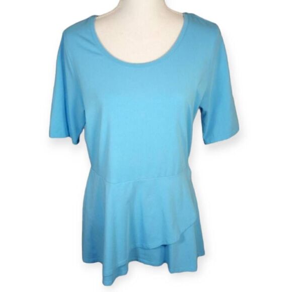 ISAAC MIZRAHI LIVE BLUE RUFFLE SHIRT SZ.S EUC - Picture 2 of 7